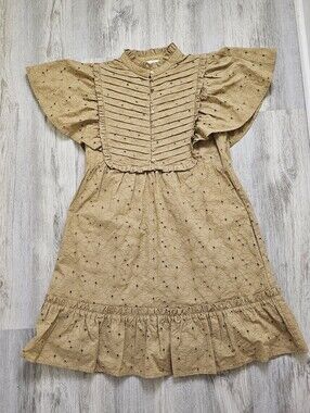 NWOT Lost + Wander Eyelet Ruffle Bib Detail Mini Dress